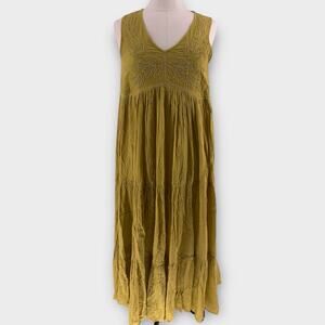 Talisman Athena Sleeveless Cotton Maxi Dress Size S Boho Hippie